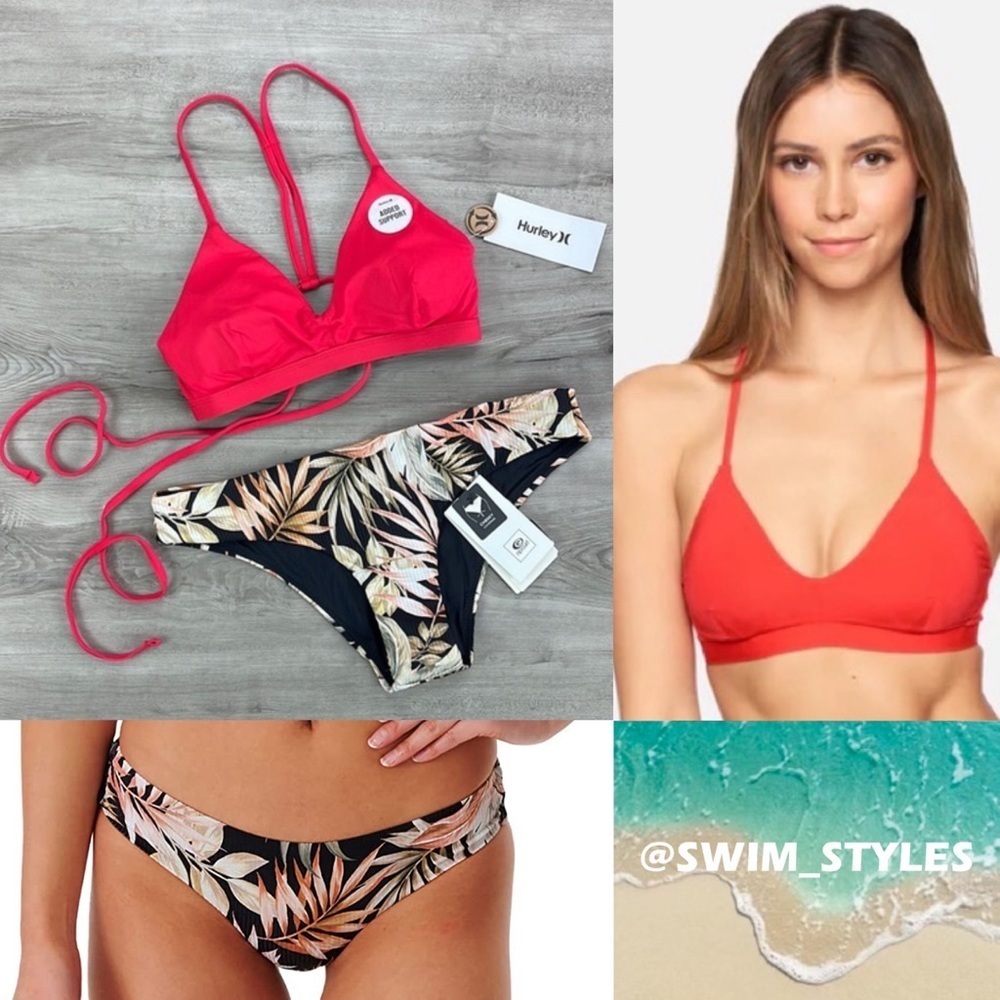 ☀️HURLEY☀️RIP CURL☀️ SOLID ADJUSTABLE BIKNI TOP HAVANA CHEEKY HIPSTER BIKINI
